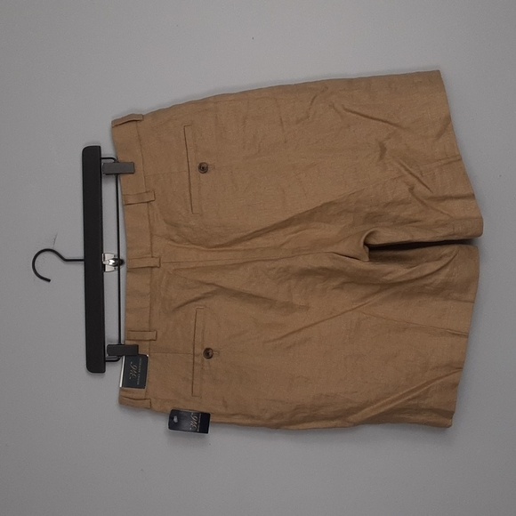 Brook Brother Linen Pleated Front Pocket Tan Shorts - Picture 8 of 11
